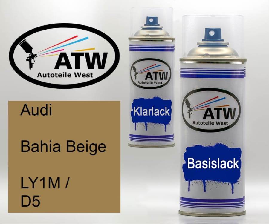 Audi, Bahia Beige, LY1M / D5: 400ml Sprühdose + 400ml Klarlack - Set, von ATW Autoteile West.